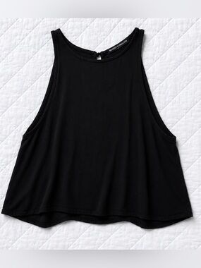 Brandy Melville Cropped Black Open Back Flowy Tank Top​